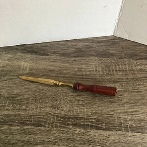 Vtg Brass and Wood  Letter Opener
